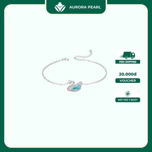 Lắc tay bạc nữ AuroraPearl LT9999 - Thiên nga đính đá lấp lánh