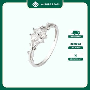 Nhẫn bạc nữ AuroraPearl A0156 A0163 - Snow Princess nạm đá lánh