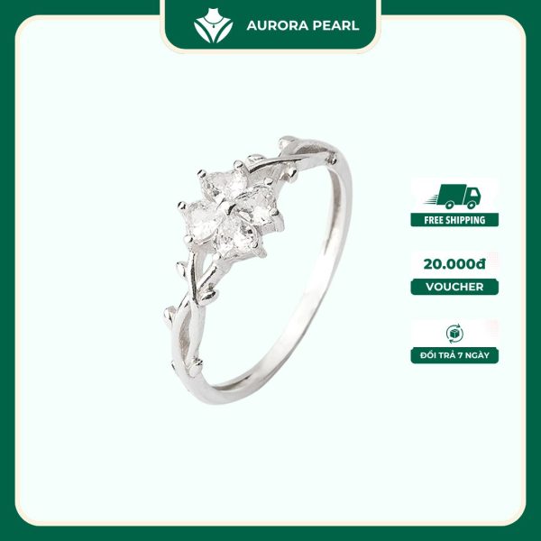 Nhẫn bạc nữ AuroraPearl A0156 A0163 - Snow Princess nạm đá lánh