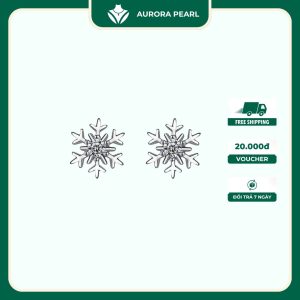 Bông tai bạc nữ AuroraPearl B0560 - Hình bông tuyết đính nụ đá tròn