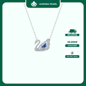 Dây chuyền bạc nữ AuroraPearl D0311 - Thiên nga đá nhảy màu sắc lấp lánh