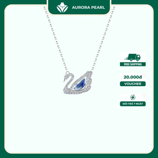 Dây chuyền bạc nữ AuroraPearl D0311 - Thiên nga đá nhảy màu sắc lấp lánh